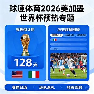 球速体育2026美加墨世界杯预热专题页面截图，展示赛程倒计时与历史数据回顾。